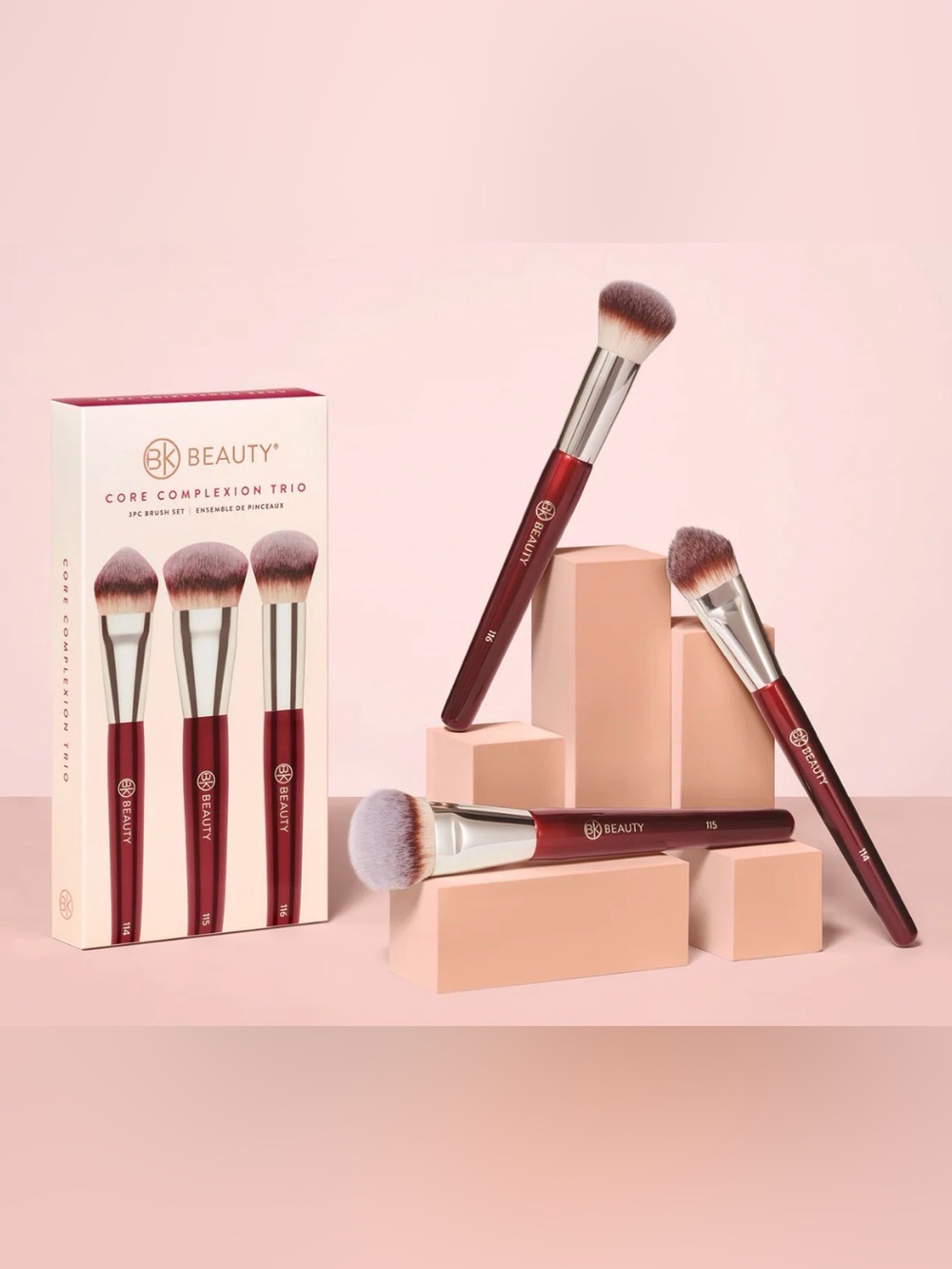 BK Beauty Core Complexion Trio 3-Piece makeup Brush Set 114 115 116 New in Box